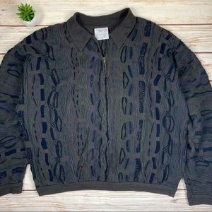 Vintage 90’s Coogi Authentic 3/4 zip front Henley Sweater